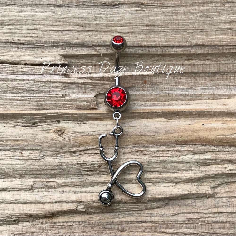 Heart Stethoscope Belly Button Ring